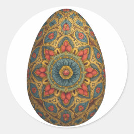 Mandala Egg – ingewikkeld Boho Floral ontwerp Ronde Sticker