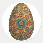 Mandala Egg – ingewikkeld Boho Floral ontwerp Ronde Sticker (Voorkant)