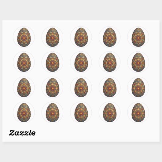 Mandala Egg – ingewikkeld Boho Floral ontwerp Ronde Sticker (Vel)