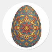 Mandala Egg – ingewikkeld Boho Floral ontwerp Ronde Sticker (Voorkant)