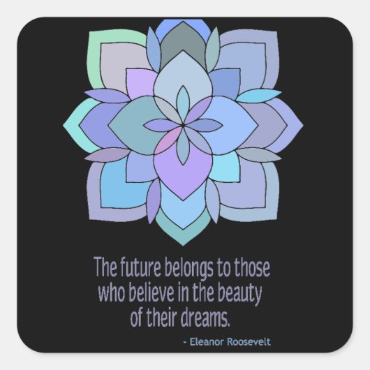 Mandala Eleanor Roosevelt Beauty Quote Vierkante Sticker (Voorkant)