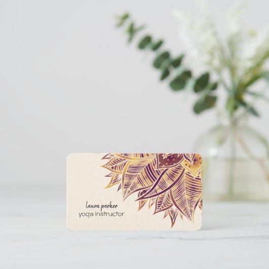 Mandala Elegant Boho Paisley Floral Art Yoga Busin Visitekaartje (Staand voorkant)