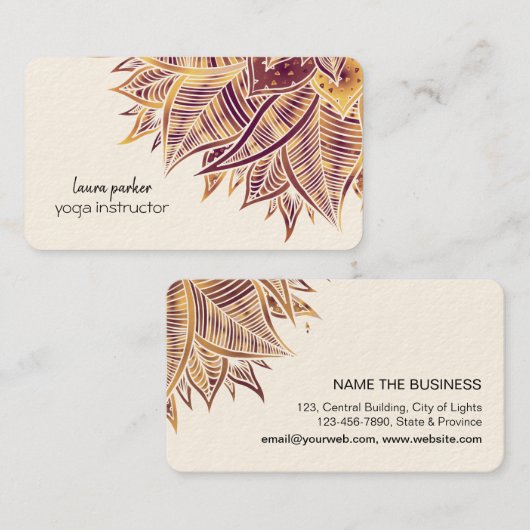 Mandala Elegant Boho Paisley Floral Art Yoga Busin Visitekaartje (Voorkant / Achterkant)