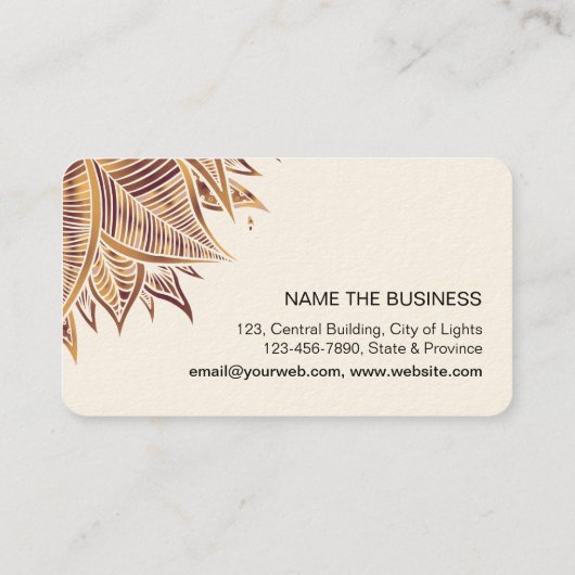 Mandala Elegant Boho Paisley Floral Art Yoga Busin Visitekaartje (Achterkant)