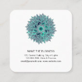 Mandala Elegant Boho Paisley Floral Blauwgroen Art Vierkante Visitekaartje (Achterkant)