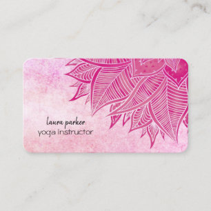 Mandala Elegant Boho Paisley Floral Pink Art Yoga Visitekaartje