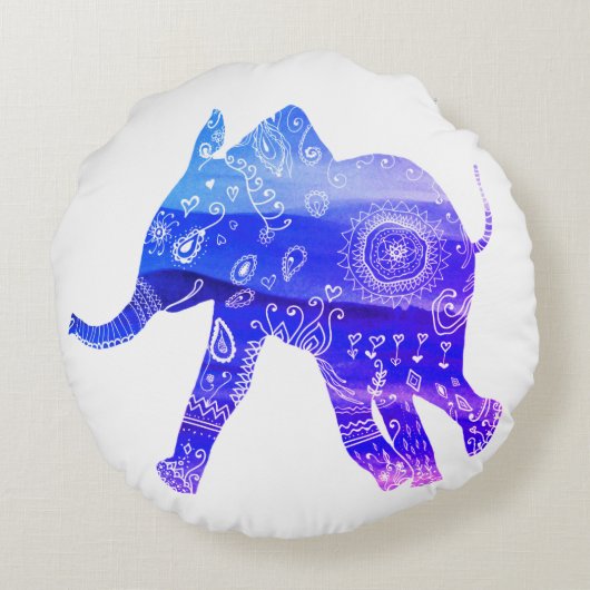 Mandala ElepBrushed Polyester Round-kussen van 41 Rond Kussen (Achterkant)