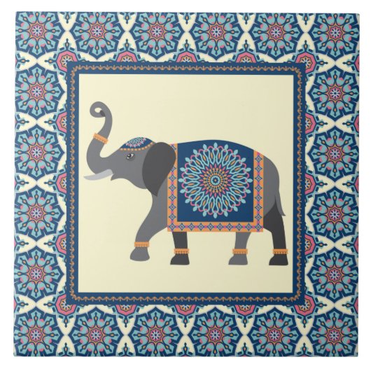 Mandala Elephant Design Tegeltje (Voorkant)