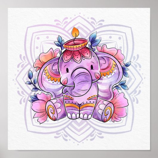 Mandala Elephant/Ganesh Poster (Voorkant)