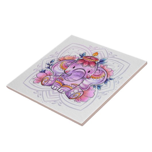 Mandala Elephant/Ganesh  Tegeltje (Zijkant)