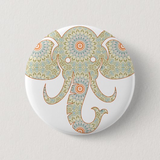 Mandala Elephant Head Design Ronde Button 5,7 Cm (Voorkant)