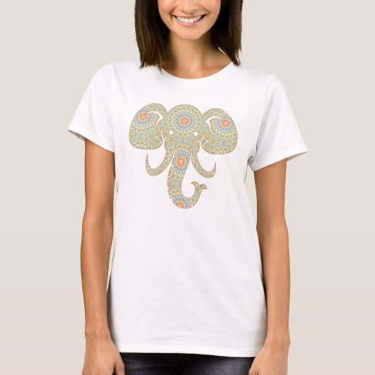Mandala Elephant Head Design T-shirt (Voorkant)
