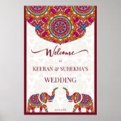 Mandala elephant Indian wedding welcome sign Poster (Voorkant)