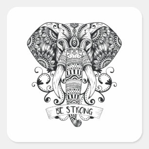 Mandala Elephant Vierkante Sticker