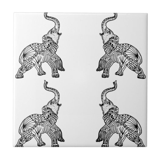 Mandala Elephants Tegeltje (Voorkant)