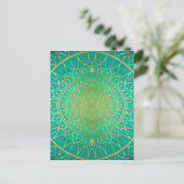 Mandala Emeral Green Gold Colorful Briefkaart (Staand voorkant)