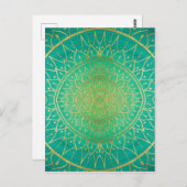 Mandala Emeral Green Gold Colorful Briefkaart (Voorkant / Achterkant)