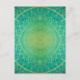 Mandala Emeral Green Gold Colorful Briefkaart