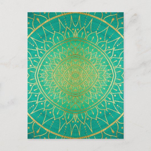 Mandala Emeral Green Gold Colorful Briefkaart (Voorkant)