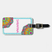 Mandala en Aqua Lijst Boho Naam Bagagelabel (Voorkant horizontaal)