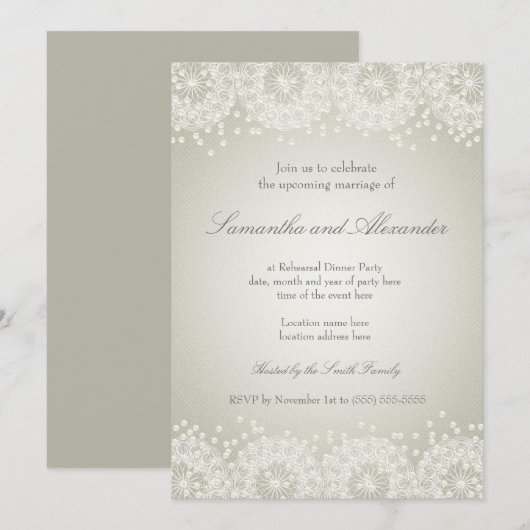 Mandala en parels | Wedding repetitie diner Kaart (Voorkant / Achterkant)