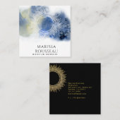 Mandala Etheral Celestial Abstract Blue White Vierkante Visitekaartje (Voorkant / Achterkant)