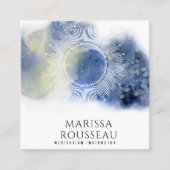 Mandala Etheral Celestial Abstract Blue White Vierkante Visitekaartje (Voorkant)