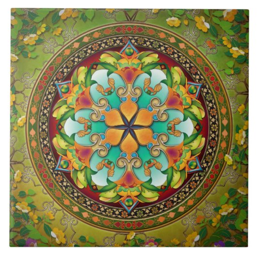 Mandala Evergreen Tile Tegeltje (Voorkant)