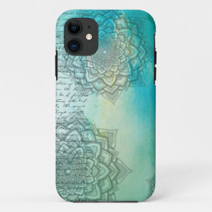Mandala fancy Manuscript Blauwgroen Turquoise Case-Mate iPhone Case