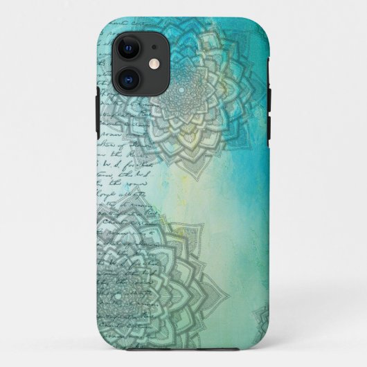 Mandala fancy Manuscript Blauwgroen Turquoise Case-Mate iPhone Case (Achterkant)