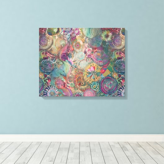 Mandala Fantasy Wall Art Canvas Afdruk (Insitu (Houten vloer))