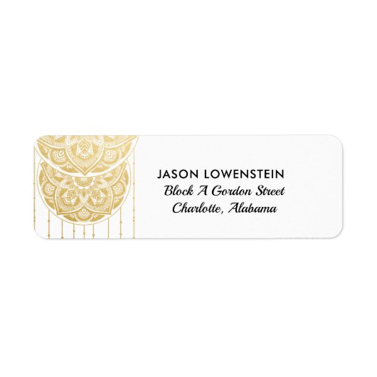 Mandala Faux Gold Foil Boho Wedding Etiket (Voorkant)