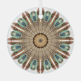Mandala Feathers Waterverf: Natuurlijk Kant Ontwer Glas Ornament