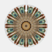 Mandala Feathers Waterverf: Natuurlijk Kant Ontwer Glas Ornament (Achterkant)