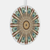 Mandala Feathers Waterverf: Natuurlijk Kant Ontwer Glas Ornament (Voorkant Rechts)