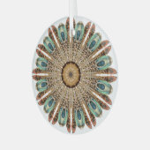 Mandala Feathers Waterverf: Natuurlijk Kant Ontwer Glas Ornament (Voorkant links)