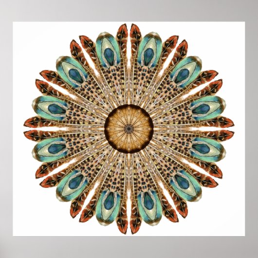 Mandala Feathers Waterverf: Natuurlijk Kant Ontwer Poster (Voorkant)