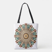 Mandala Feathers Waterverf: Natuurlijk Kant Ontwer Tote Bag (Achterkant)