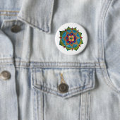 Mandala Fleur Ronde Badge Button 5,7 Cm (In situ)