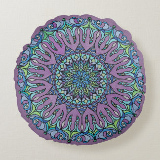 Mandala Floor Pillow Cushion - Teardrop Lavender Rond Kussen