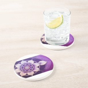 Mandala flor de loto zandsteen onderzetter