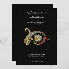Mandala Floral Art – Boho Paisley Poster Design Save The Date