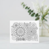 Mandala Floral Bouquet Adult Coloring Briefkaart (Staand voorkant)