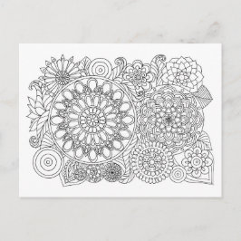 Mandala Floral Bouquet Adult Coloring Briefkaart