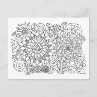 Mandala Floral Bouquet Adult Coloring Briefkaart