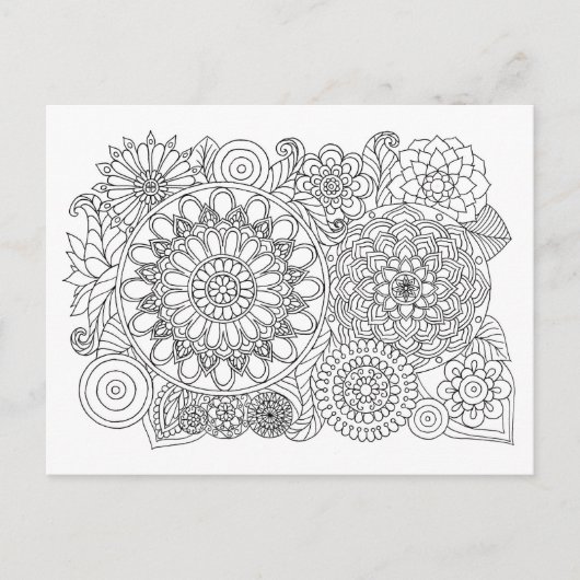 Mandala Floral Bouquet Adult Coloring Briefkaart (Voorkant)