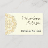 Mandala Floral Design Yoga Studio Ivory Pastel Visitekaartje (Voorkant)