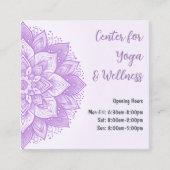 Mandala Floral Design Yoga Studio Paarse Pastel Vierkante Visitekaartje (Voorkant)