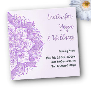 Mandala Floral Design Yoga Studio Paarse Pastel Vierkante Visitekaartje