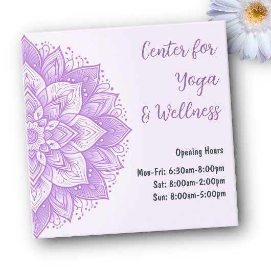 Mandala Floral Design Yoga Studio Paarse Pastel Vierkante Visitekaartje